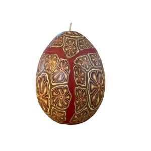 San Francisco Candle Co Egg Candle Stone Bluegate Red Brown Design